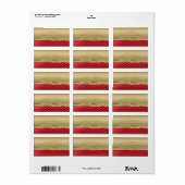 Elegant Faux Metallic Goud Gewatteerd Rood Leer Etiket (Full Sheet)