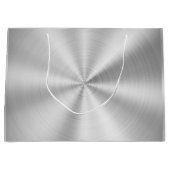 Elegant Faux Metallic Shiny Silver Groot Cadeauzakje (Voorkant)