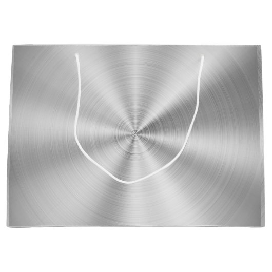 Elegant Faux Metallic Shiny Silver Groot Cadeauzakje (Voorkant)