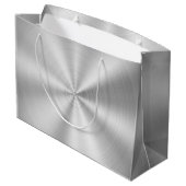 Elegant Faux Metallic Shiny Silver Groot Cadeauzakje (Achterkant Gekanteld)