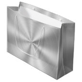 Elegant Faux Metallic Shiny Silver Groot Cadeauzakje (Voorkant Gekanteld)