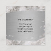 Elegant Faux Metallic Silver Brushed Marble Vierkante Visitekaartje (Achterkant)