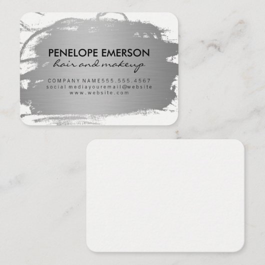 Elegant Faux Metallic Silver Brushed Visitekaartje (Voorkant / Achterkant)