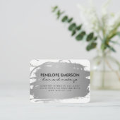Elegant Faux Metallic Silver Brushed Visitekaartje (Staand voorkant)