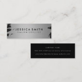 Elegant Faux Metallic Silver en Black Mini Visitekaartje (Voorkant / Achterkant)