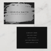 Elegant Faux Metallic Silver en Black Visitekaartje (Voorkant / Achterkant)