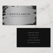 Elegant Faux Metallic Silver en Black Visitekaartje (Voorkant / Achterkant)