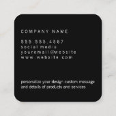 Elegant Faux Metallic Silver en Pattern Vierkante Visitekaartje (Achterkant)