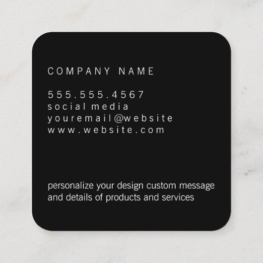 Elegant Faux Metallic Silver en Pattern Vierkante Visitekaartje (Achterkant)