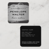 Elegant Faux Metallic Silver en Pattern Vierkante Visitekaartje (Voorkant / Achterkant)