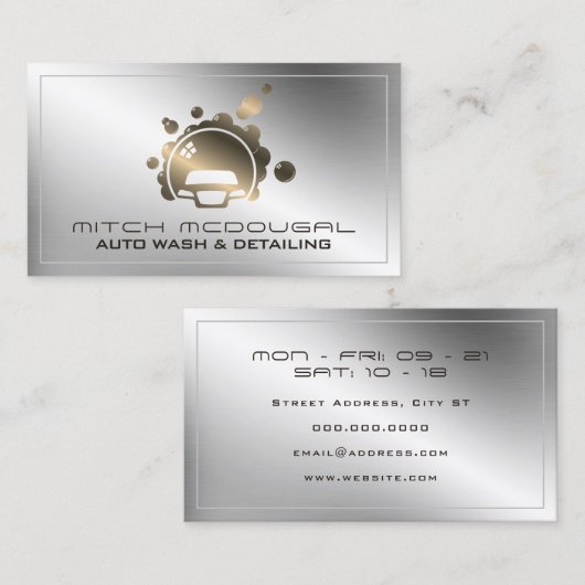 Elegant faux metallic zilver en goud visitekaartje (Voorkant / Achterkant)