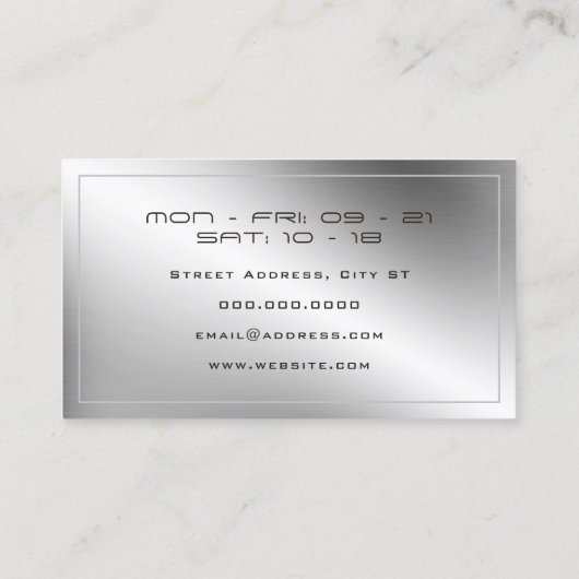 Elegant faux metallic zilver en goud visitekaartje (Achterkant)