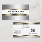 Elegant faux metallic zilver en goud visitekaartje (Voorkant / Achterkant)