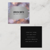 Elegant Faux Metallic Zilver Geborsteld | Bokeh Vierkante Visitekaartje (Voorkant / Achterkant)