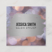 Elegant Faux Metallic Zilver Geborsteld | Bokeh Vierkante Visitekaartje (Voorkant)