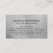 Elegant Faux Metallic Zilver Script Monogram Visitekaartje (Achterkant)