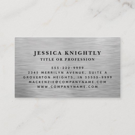 Elegant Faux Metallic Zilver Script Monogram Visitekaartje (Achterkant)