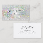 Elegant Faux Pearlescent Iridescent Glitter Visitekaartje (Voorkant / Achterkant)