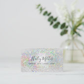 Elegant Faux Pearlescent Iridescent Glitter Visitekaartje (Staand voorkant)