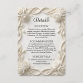 Elegant Faux Plaster Floral Relief Formal Wedding Informatiekaartje (Voorkant)