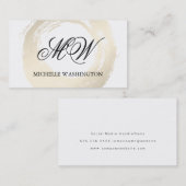 Elegant Faux Platinum Borhed Fancy Monogram Visitekaartje (Voorkant / Achterkant)