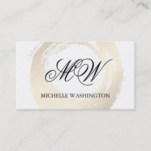 Elegant Faux Platinum Borhed Fancy Monogram Visitekaartje (Voorkant)