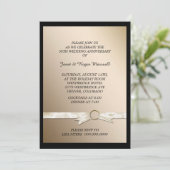 Elegant Faux Ribbon Golden Wedding Jubileum Kaart (Staand voorkant)