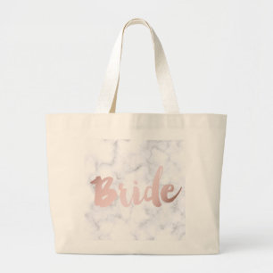 elegant faux roos Gold "bride" witte marmer Grote Tote Bag