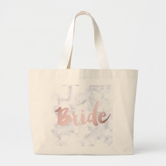 elegant faux roos Gold "bride" witte marmer Grote Tote Bag (Voorkant)