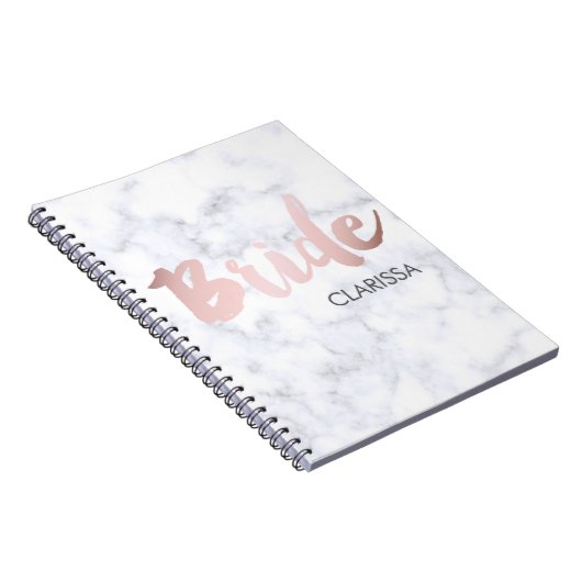 elegant faux roos Gold "bride" witte marmer Notitieboek (Rechterzijde)