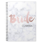 elegant faux roos Gold "bride" witte marmer Notitieboek (Voorkant)