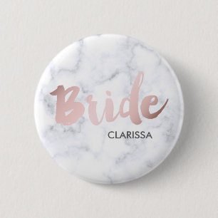 elegant faux roos Gold "bride" witte marmer Ronde Button 5,7 Cm