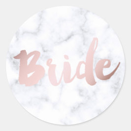 elegant faux roos Gold "bride" witte marmer Ronde Sticker