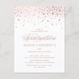 Elegant Faux Roos Gold Confetti Afstuderen Uitnodiging Briefkaart