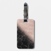 Elegant faux roos gold confetti black marble afbee bagagelabel (Achterkant verticaal)