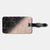 Elegant faux roos gold confetti black marble afbee bagagelabel (Achterkant horizontaal)