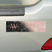Elegant faux roos gold confetti black marble afbee bumpersticker (Op auto)