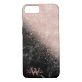 Elegant faux roos gold confetti black marble afbee Case-Mate iPhone case (Achterkant)