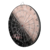 Elegant faux roos gold confetti black marble afbee dartbord (Voorkant Rechts)