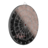 Elegant faux roos gold confetti black marble afbee dartbord (Voorkant Links)
