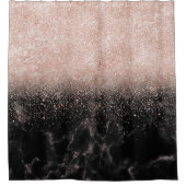 Elegant faux roos gold confetti black marble afbee douchegordijn (Voorkant)