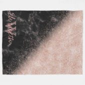 Elegant faux roos gold confetti black marble afbee fleece deken (Voorkant (Horizontaal))