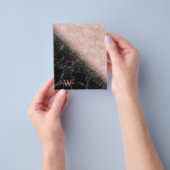 Elegant faux roos gold confetti black marble afbee flyer (Hand)