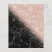 Elegant faux roos gold confetti black marble afbee flyer (Achterkant)