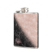 Elegant faux roos gold confetti black marble afbee heupfles (Links)