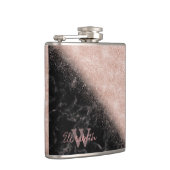 Elegant faux roos gold confetti black marble afbee heupfles (Rechts)