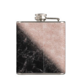 Elegant faux roos gold confetti black marble afbee heupfles (Achterkant)