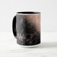 Elegant faux roos gold confetti black marble afbee