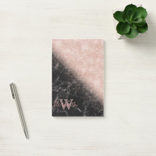 Elegant faux roos gold confetti black marble afbee post-it® notes (Kantoor)