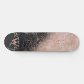 Elegant faux roos gold confetti black marble afbee skateboard (Horizontaal)